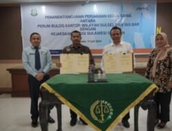 Komitmen Jaga Ketahanan Pangan Nasional, Kajati Sulsel Tanda Tangani MoU dengan Perum Bulog Wilayah Sulselbar