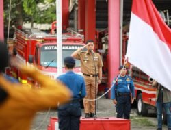 Pjs Wali Kota Makassar Arwin Azis Jadi Pembina Apel Pagi di Dinas Damkar: Tegaskan Pentingnya Kesiapsiagaan